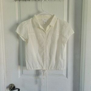 White Eyelet Women's Button-Down Top